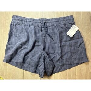 Athleta Cabo Linen Textured Shorts Plus Size 24 Blue Beach Summer Vacation New!!
